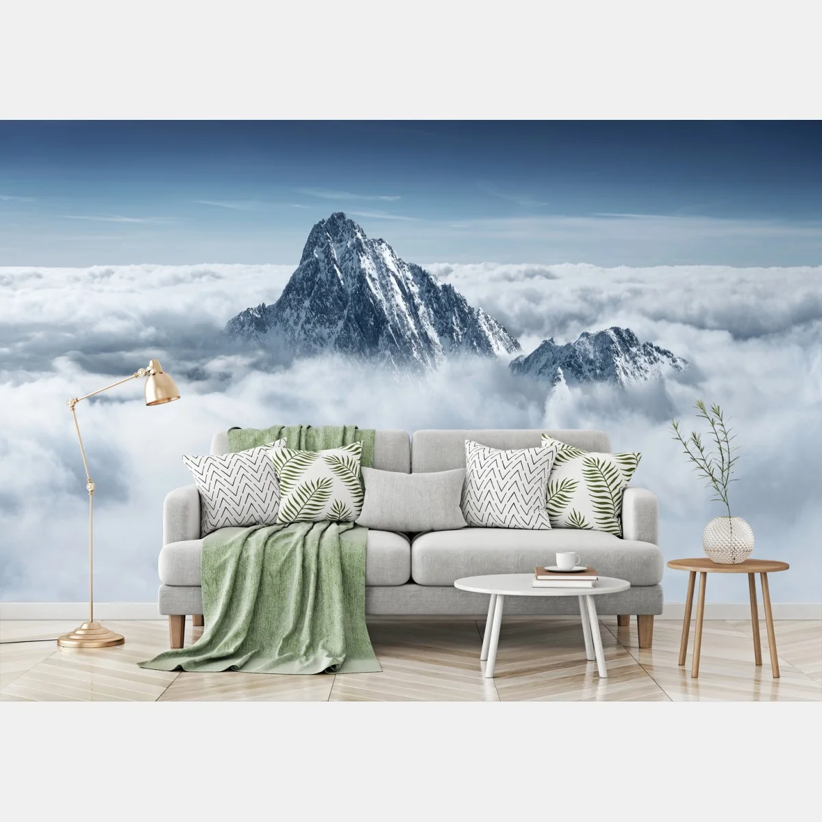 Fototapete verschneite gipfel über den wolken – Wallnifity® Fototapete verschneite gipfel über den wolken – Wallnifity®