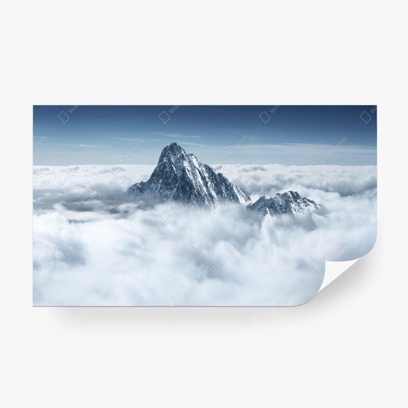 Fototapete verschneite gipfel über den wolken – Wallnifity® Fototapete verschneite gipfel über den wolken – Wallnifity®