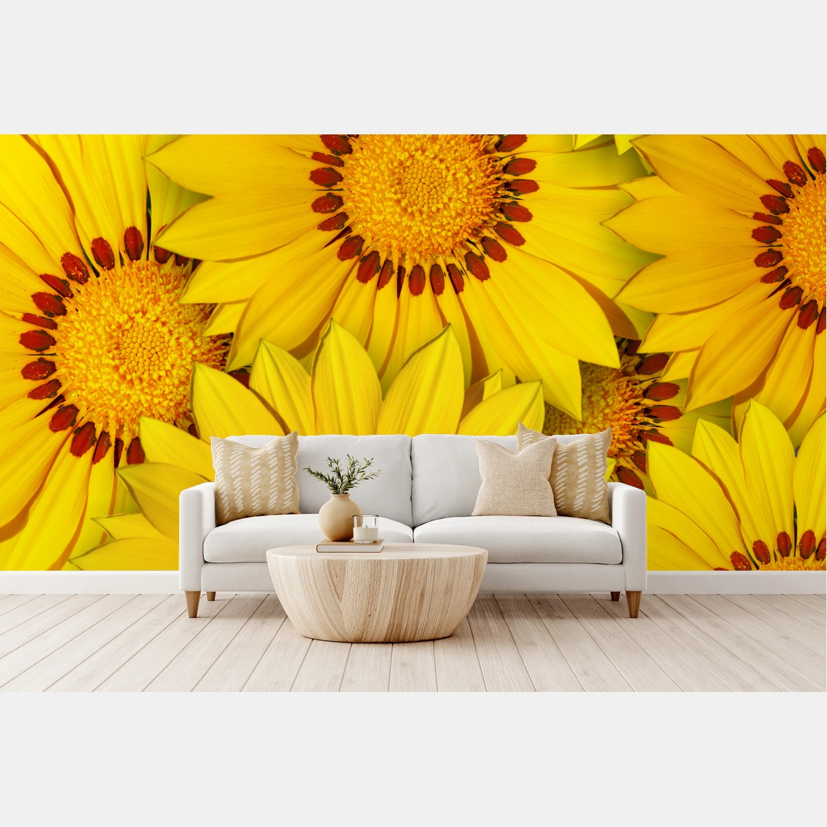 Fototapete leuchtendes gelbes blumenmuster – Wallnifity®