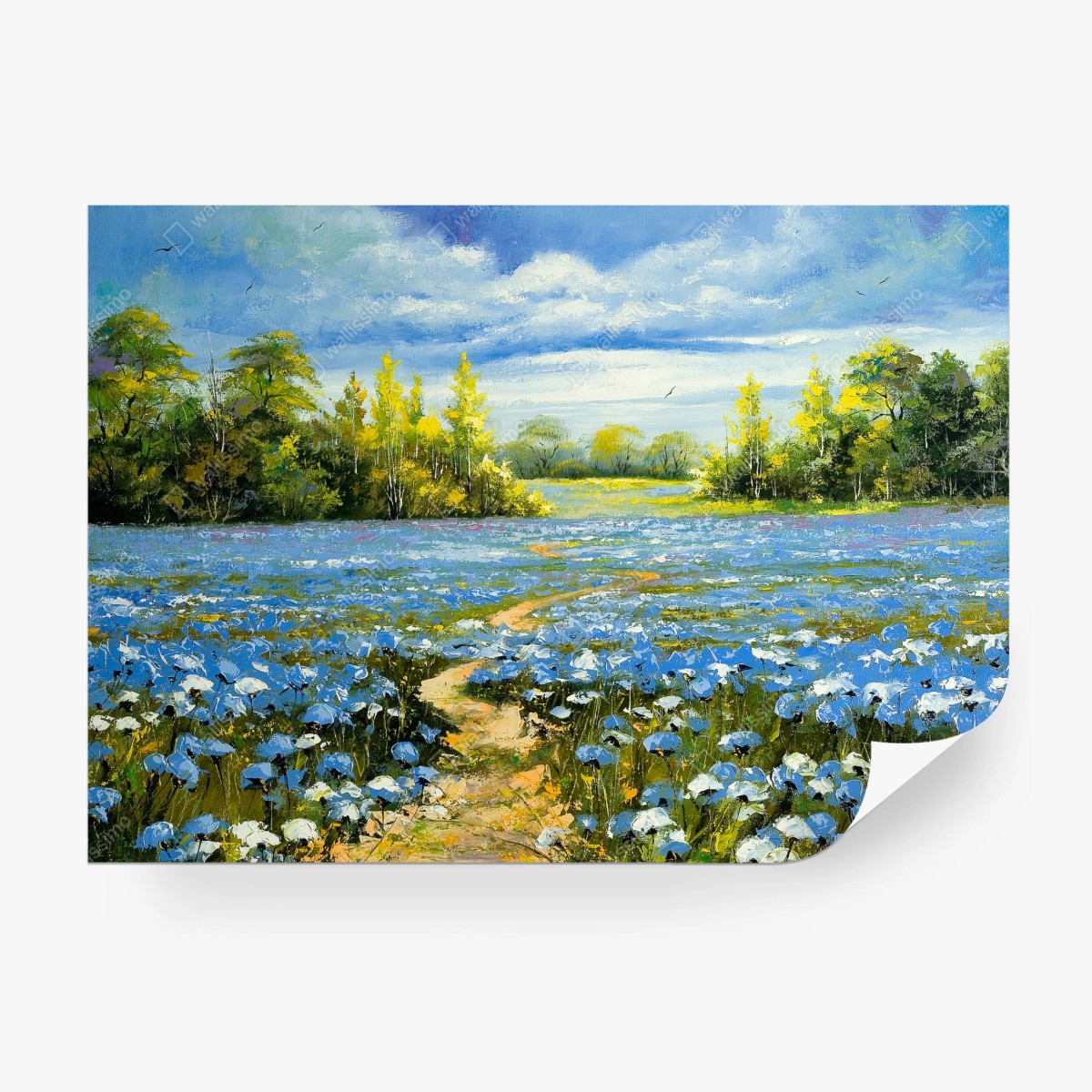 Fototapete pfad durch eine blaue kornblumenwiese – Wallnifity® Fototapete pfad durch eine blaue kornblumenwiese – Wallnifity®