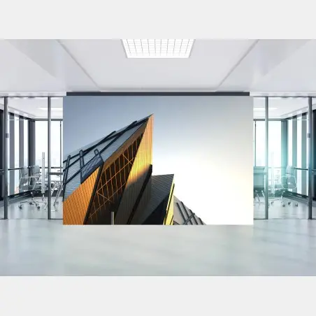 Fototapete goldenes licht auf moderner architektur – Wallnifity®