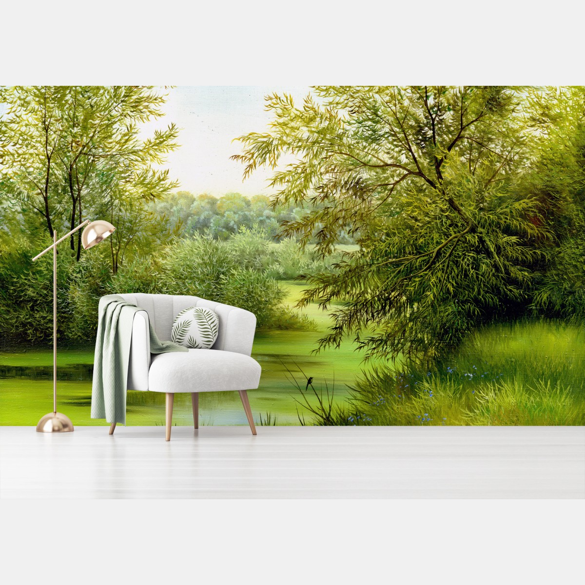 Fototapete friedlicher sommersee im wald – Wallnifity® Fototapete friedlicher sommersee im wald – Wallnifity®