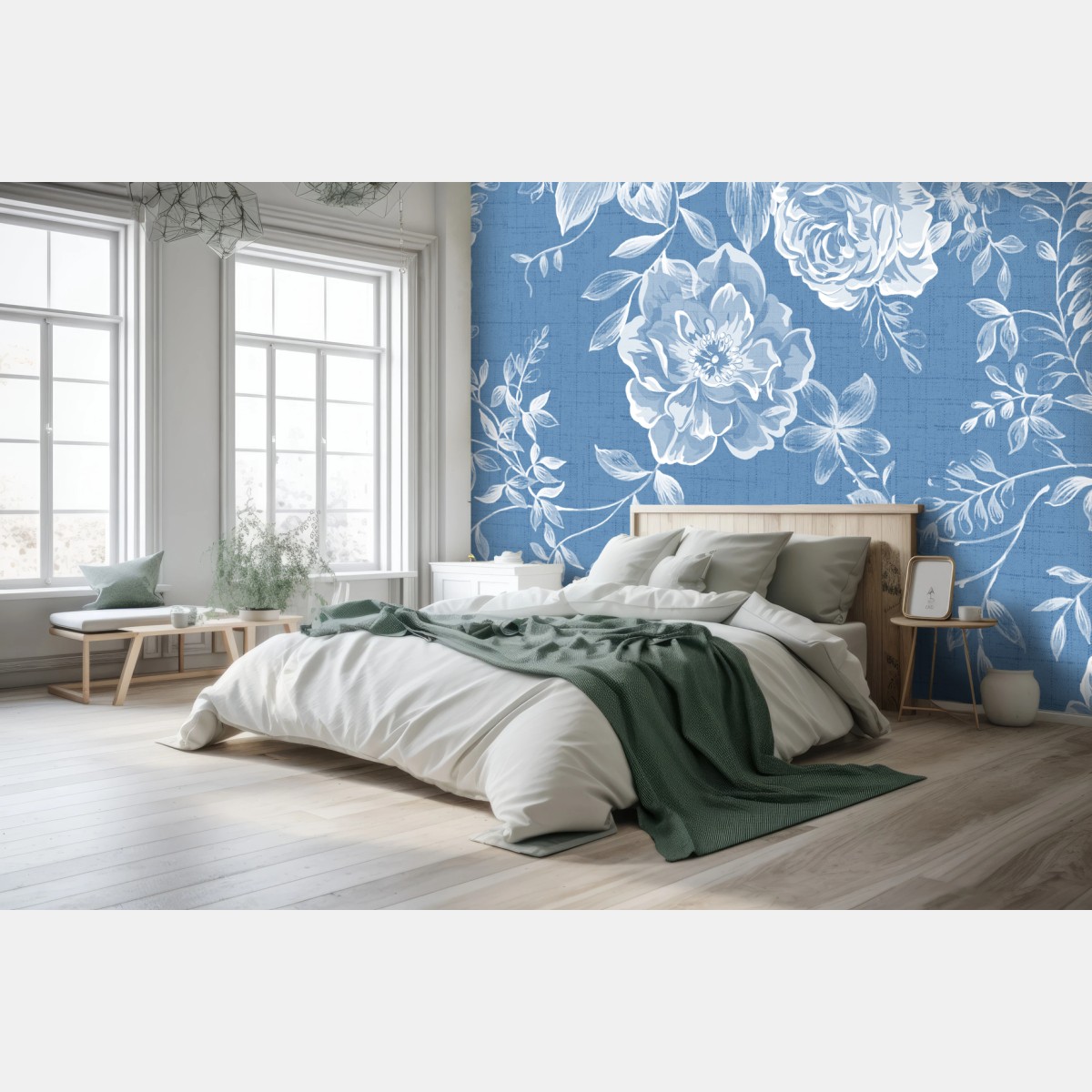 Fototapete blaues aquarell blumenmuster – Wallnifity® Fototapete blaues aquarell blumenmuster – Wallnifity®