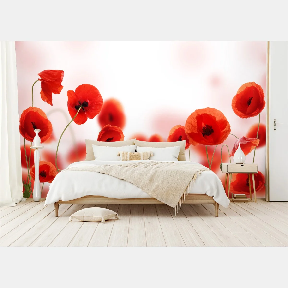 Fototapete rote mohnblumenwiese – Wallnifity® Fototapete rote mohnblumenwiese – Wallnifity®