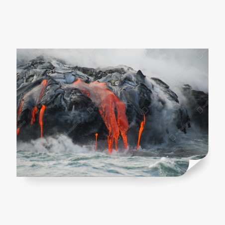 Fototapete lava fließt in den ozean – Wallnifity®