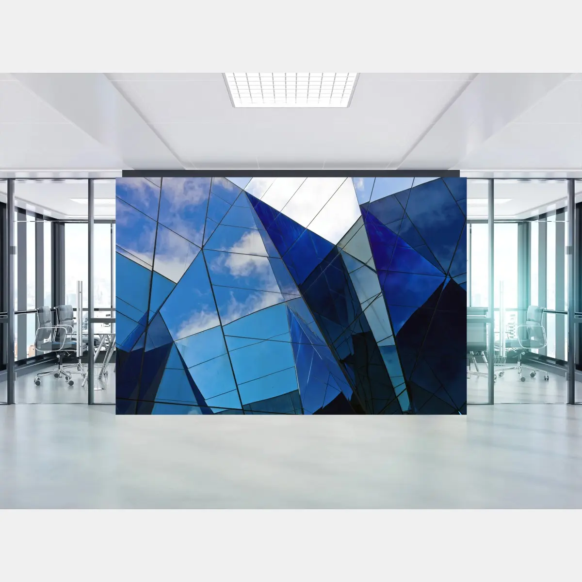 Fototapete blaue geometrische glasreflexionen – Wallnifity®