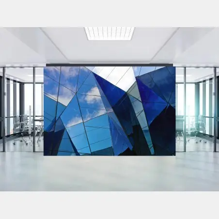 Fototapete blaue geometrische glasreflexionen – Wallnifity®