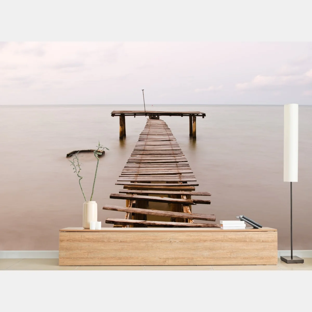 Fototapete ruhiger alter steg am meer – Wallnifity® Fototapete ruhiger alter steg am meer – Wallnifity®