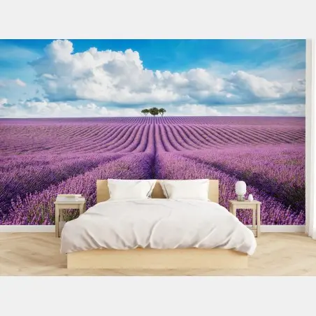 Fototapete lavendelfelder unter blauem himmel – Wallnifity®