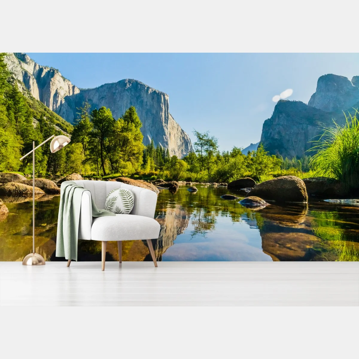 Fototapete ruhiger gebirgsfluss mit spiegelung – Wallnifity® Fototapete ruhiger gebirgsfluss mit spiegelung – Wallnifity®