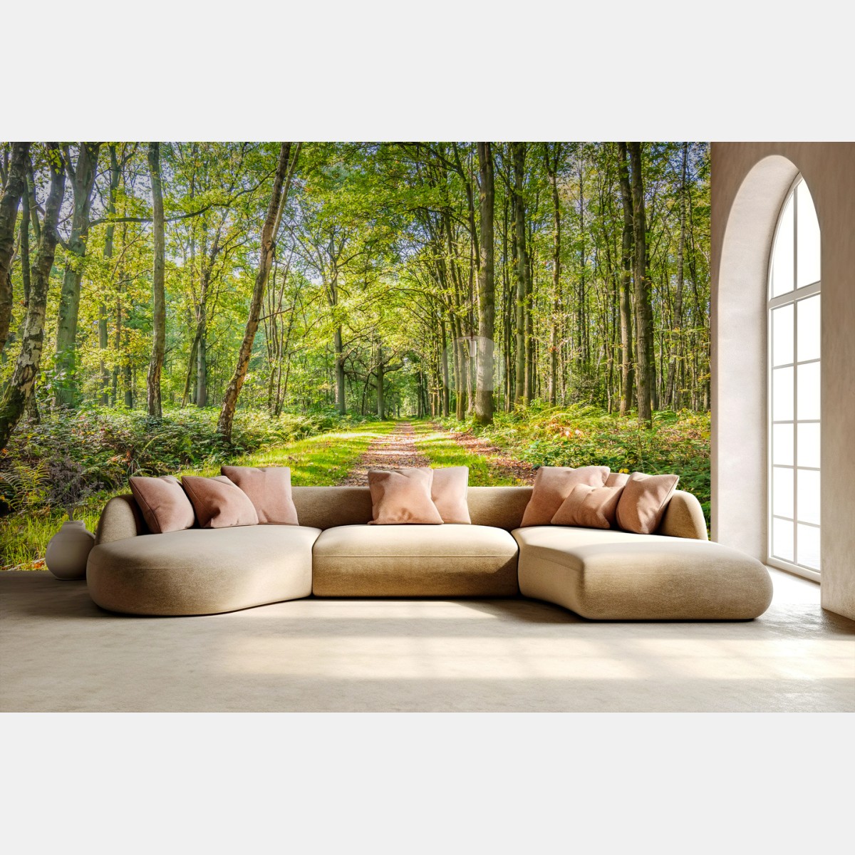 Fototapete sonniger waldweg – Wallnifity®