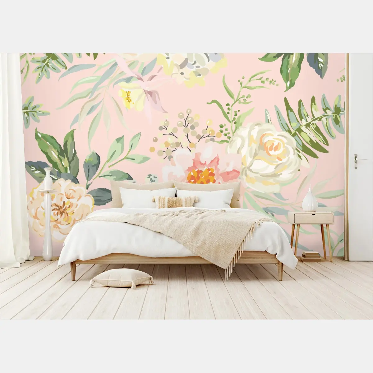 Fototapete zartes pastell blumenmuster – Wallnifity®