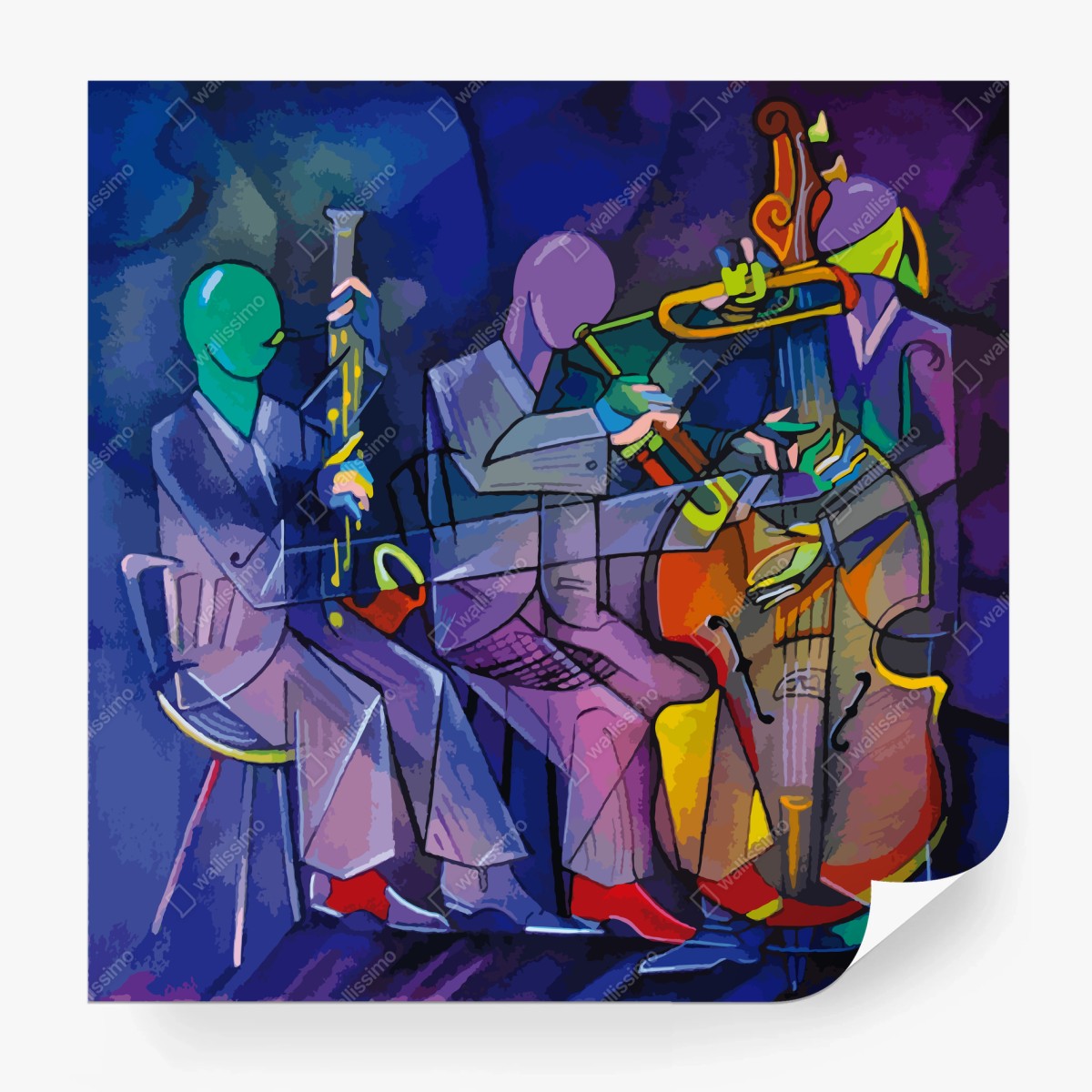 Fototapete farbenfrohes abstraktes jazztrio – Wallnifity®