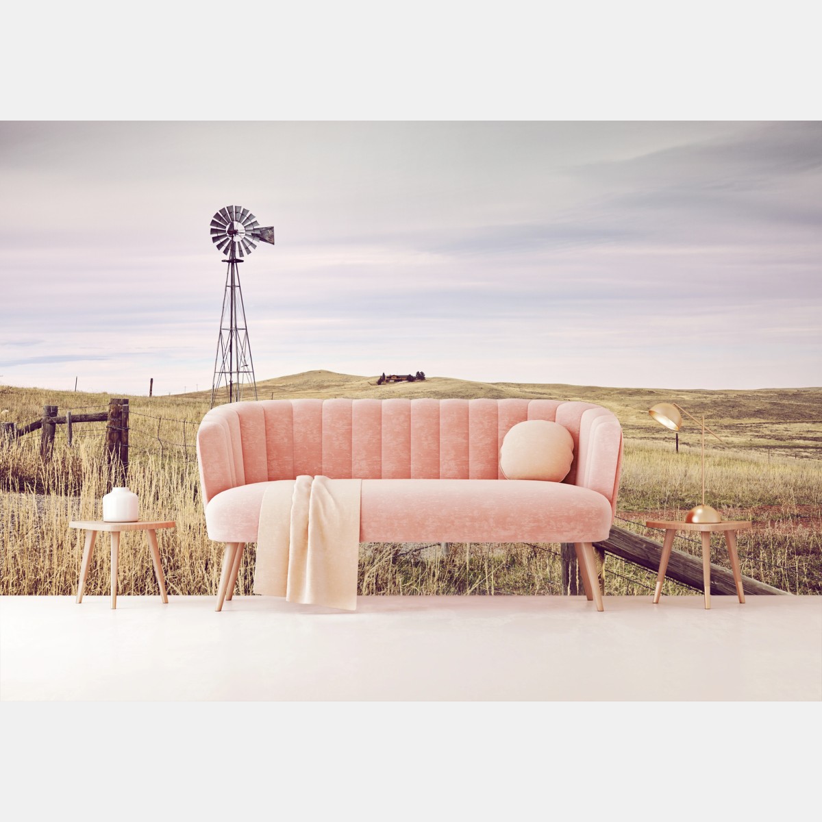 Fototapete ruhige prärie mit windmühle – Wallnifity® Fototapete ruhige prärie mit windmühle – Wallnifity®