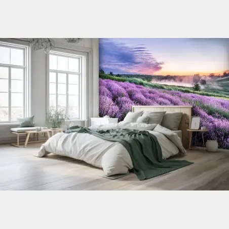 Fototapete lavendelfeld im dämmerlicht – Wallnifity®