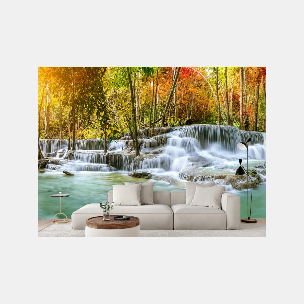 Fototapete majestätischer herbstwasserfall panorama – Wallnifity®