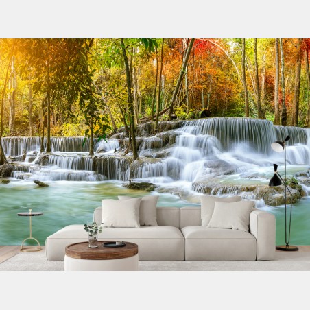 Fototapete majestätischer herbstwasserfall panorama – Wallnifity®
