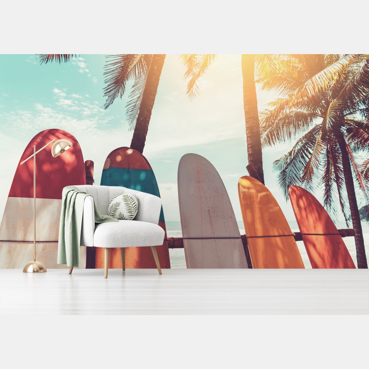 Fototapete surfboards und palmen am strand – Wallnifity®