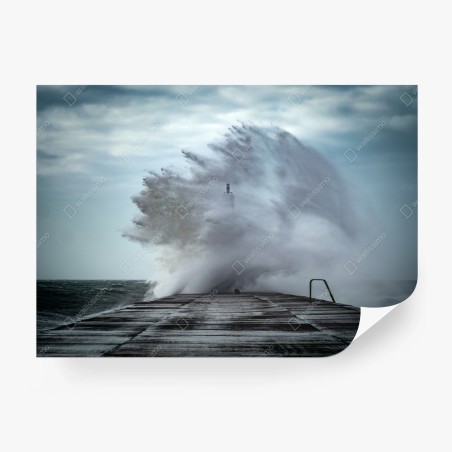Fototapete sturmwelle am pier – Wallnifity®