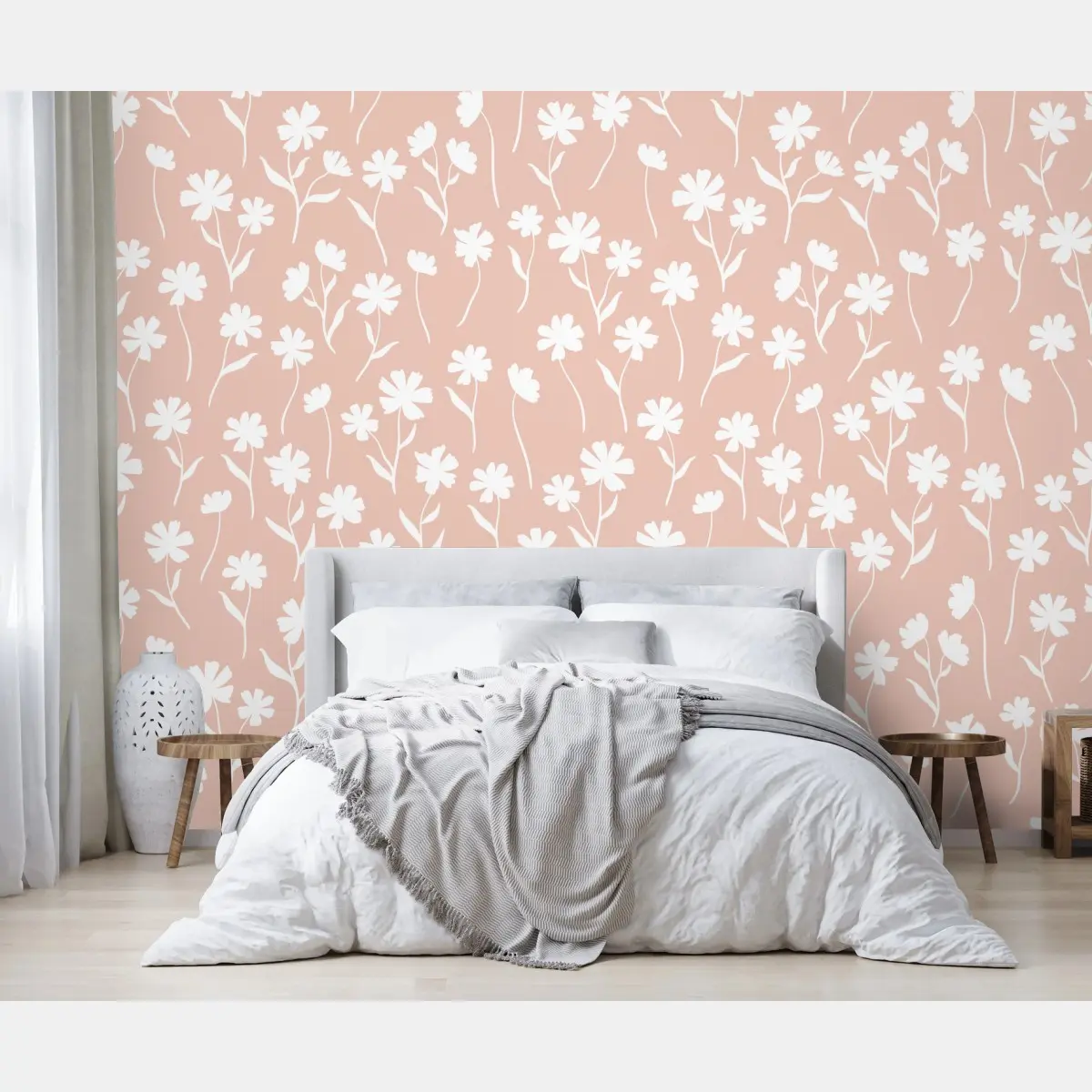 Fototapete zartes rosa blumenmuster – Wallnifity®