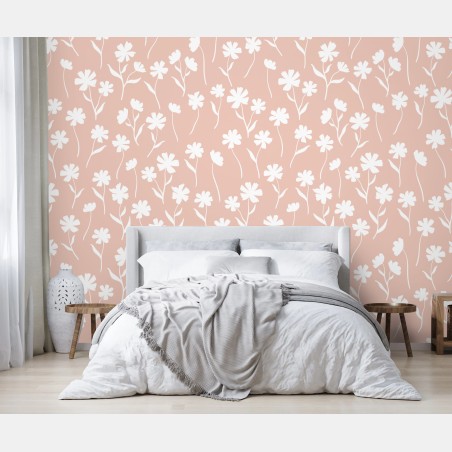 Fototapete zartes rosa blumenmuster – Wallnifity®