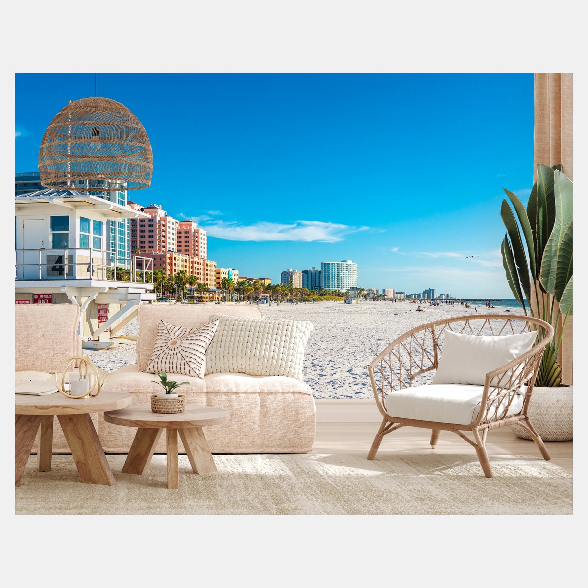 Fototapete sonniger strand mit rettungsturm – Wallnifity® Fototapete sonniger strand mit rettungsturm – Wallnifity®