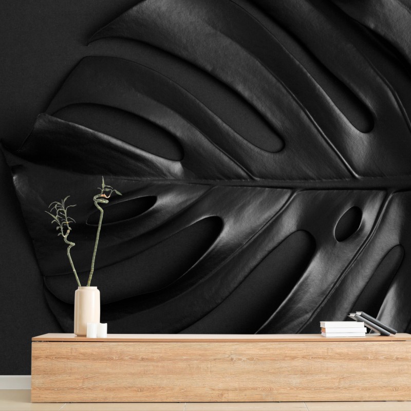 Fototapete schwarzes monstera blatt – Wallnifity® Fototapete schwarzes monstera blatt – Wallnifity®