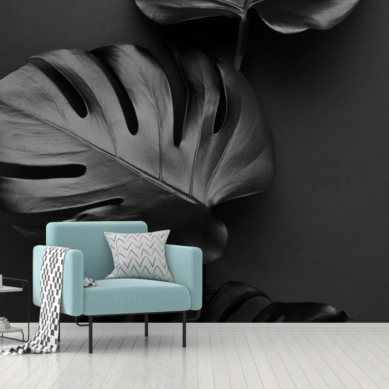 Fototapete schwarze monstera blätter komposition – Wallnifity® Fototapete schwarze monstera blätter komposition – Wallnifity®