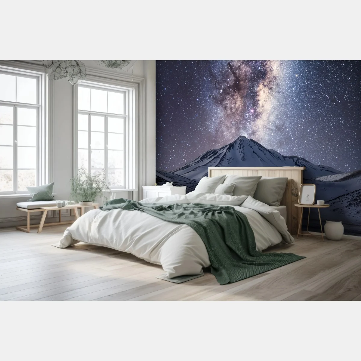 Fototapete sternenhimmel der milchstraße über schneebedecktem berg – Wallnifity® Fototapete sternenhimmel der milchstraße über schneebedecktem berg – Wallnifity®
