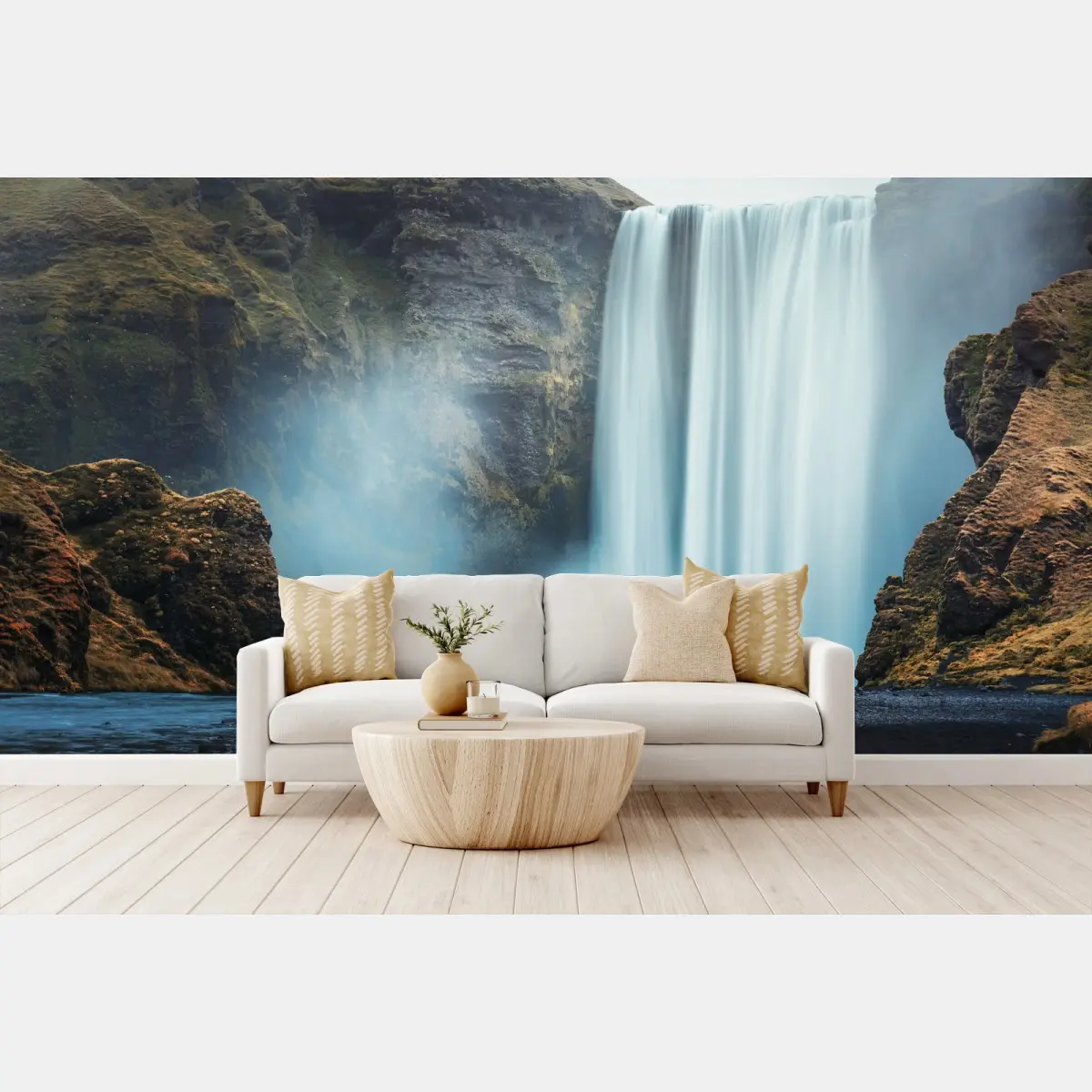 Fototapete majestätischer wasserfall im nebel – Wallnifity®
