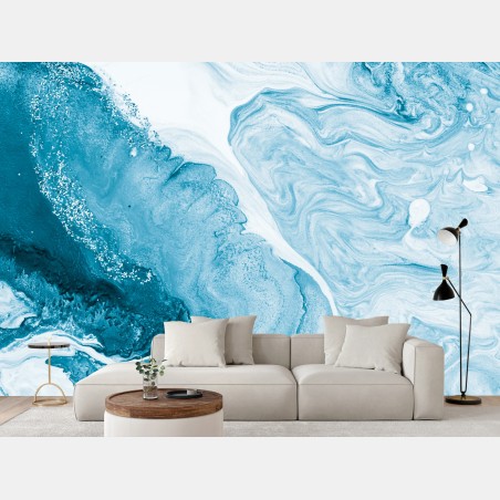 Fototapete blaue marmor ozean abstraktion – Wallnifity®