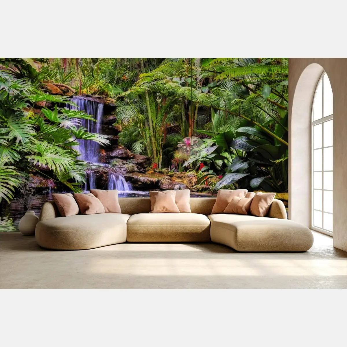 Fototapete ruhiger tropischer wasserfallgarten – Wallnifity®
