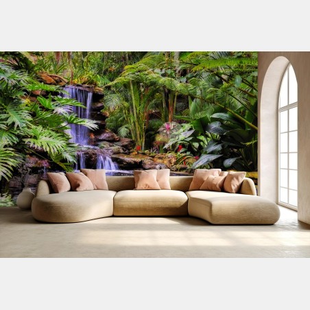 Fototapete ruhiger tropischer wasserfallgarten – Wallnifity®