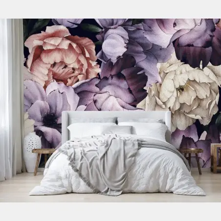 Fototapete vintage aquarell pfingstrosenmuster – Wallnifity®