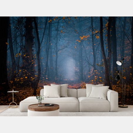 Fototapete mystischer herbstlicher waldweg – Wallnifity®