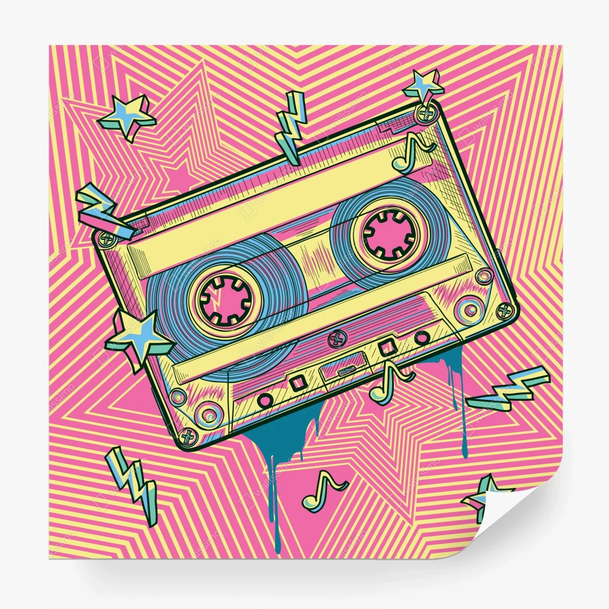 Fototapete retro kassette im pop-art stil – Wallnifity® Fototapete retro kassette im pop-art stil – Wallnifity®