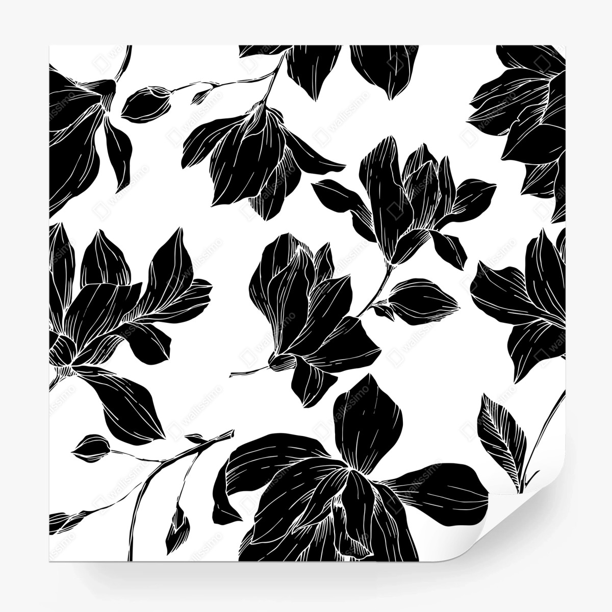 Fototapete monochromes blumen-silhouettenmuster – Wallnifity® Fototapete monochromes blumen-silhouettenmuster – Wallnifity®
