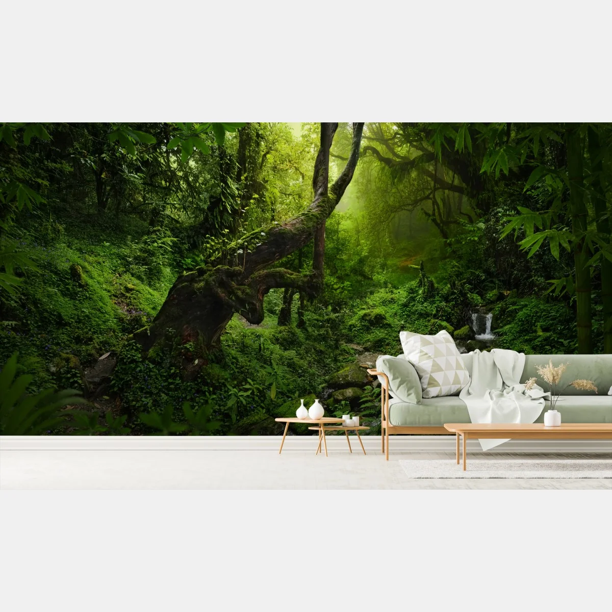 Fototapete verzauberter mooswald mit bach – Wallnifity® Fototapete verzauberter mooswald mit bach – Wallnifity®