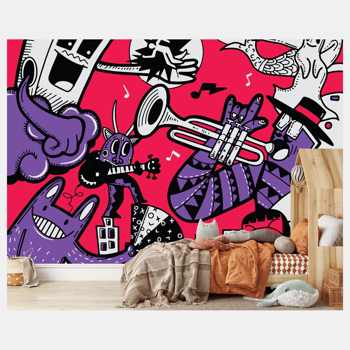 Fototapete bunte monsterband illustration – Wallnifity®