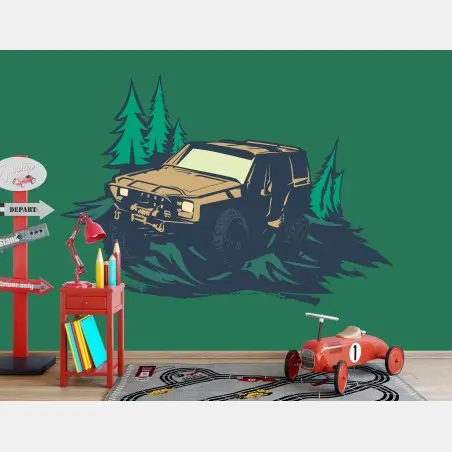Fototapete geländewagen im wald – Wallnifity®