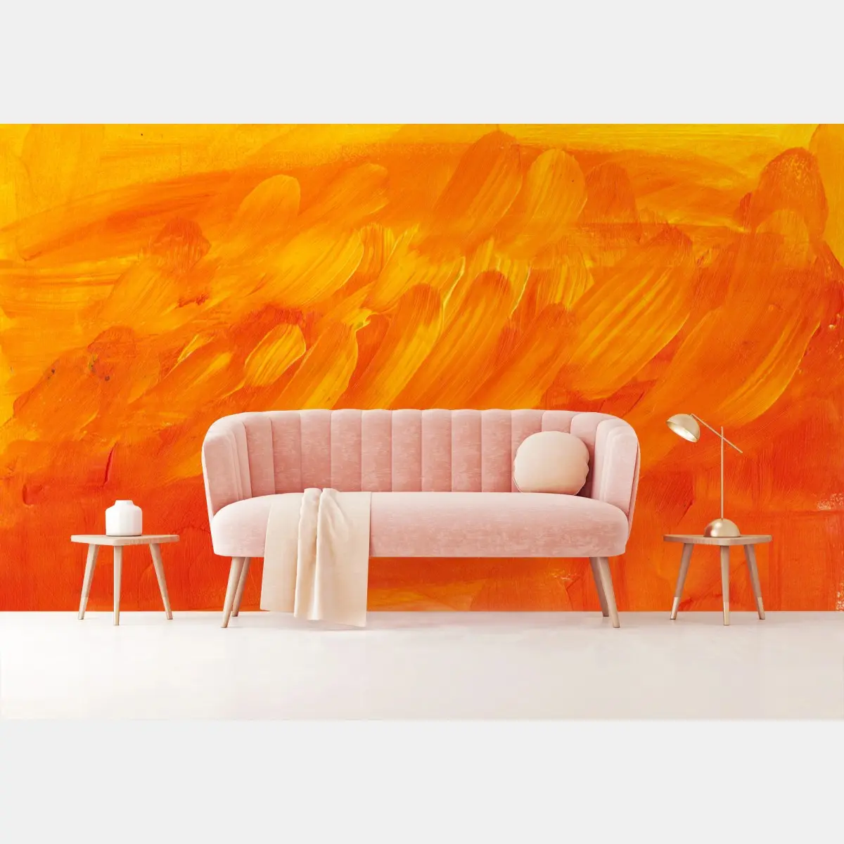 Fototapete warme orange abstrakte pinselstriche – Wallnifity®