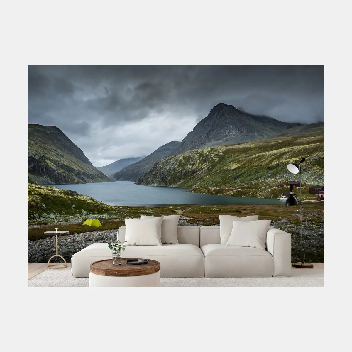 Fototapete Rondane bergsee unter düsterem himmel – Wallnifity®