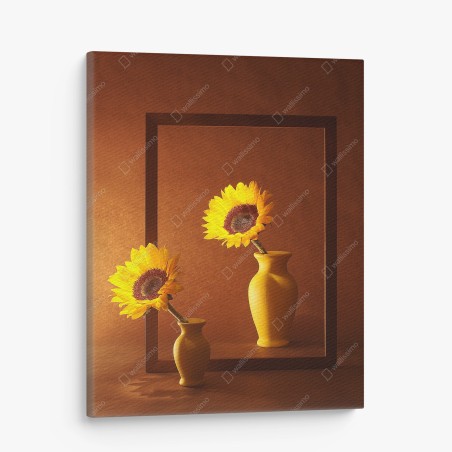 Leinwandbild stillleben mit sonnenblume in gelber vase – Wallnifity®