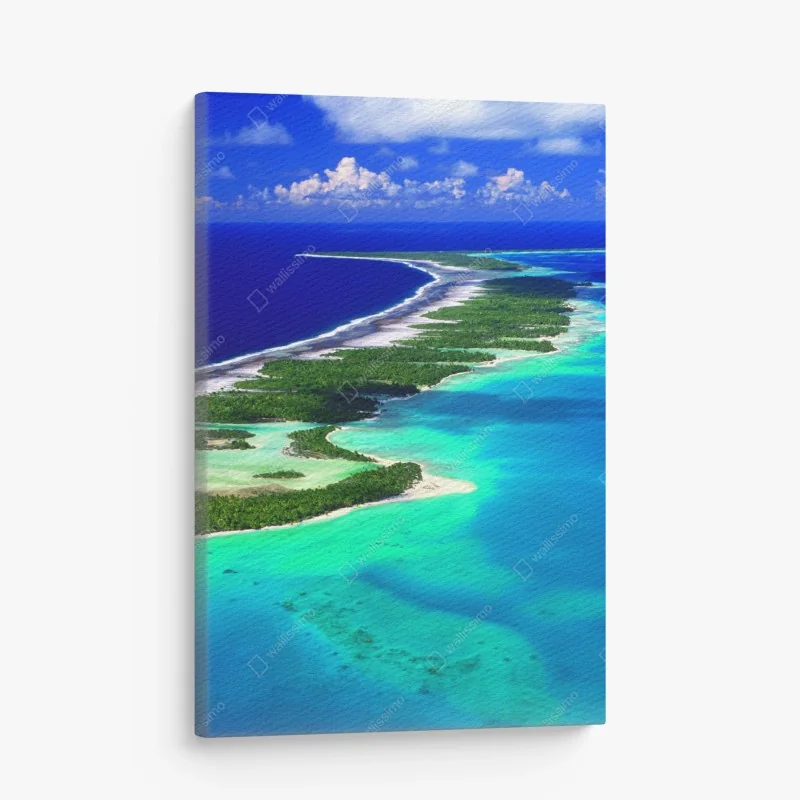 Leinwandbild luftaufnahme eines türkisfarbenen atolls – Wallnifity® Leinwandbild luftaufnahme eines türkisfarbenen atolls – Wallnifity®