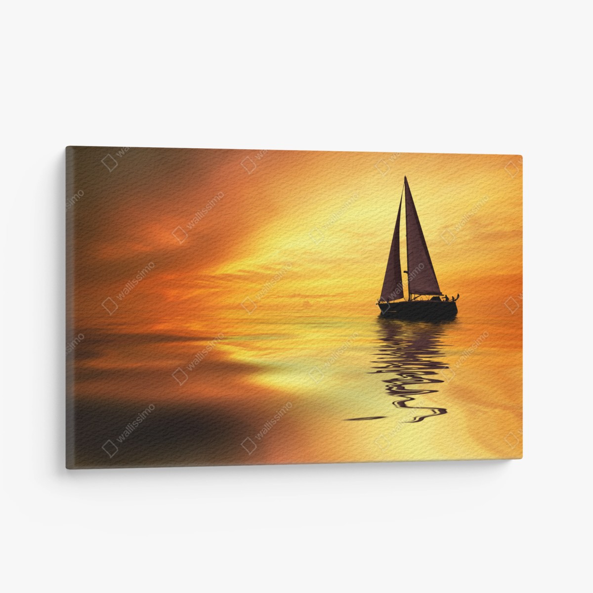 Leinwandbild segelboot bei goldenem sonnenuntergang – Wallnifity®