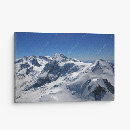 Leinwandbild schneebedeckte Alpenberge unter klarem blauem himmel – Wallnifity®