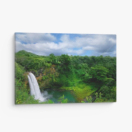 Leinwandbild üppiger wasserfall auf Hawaii – Wallnifity®