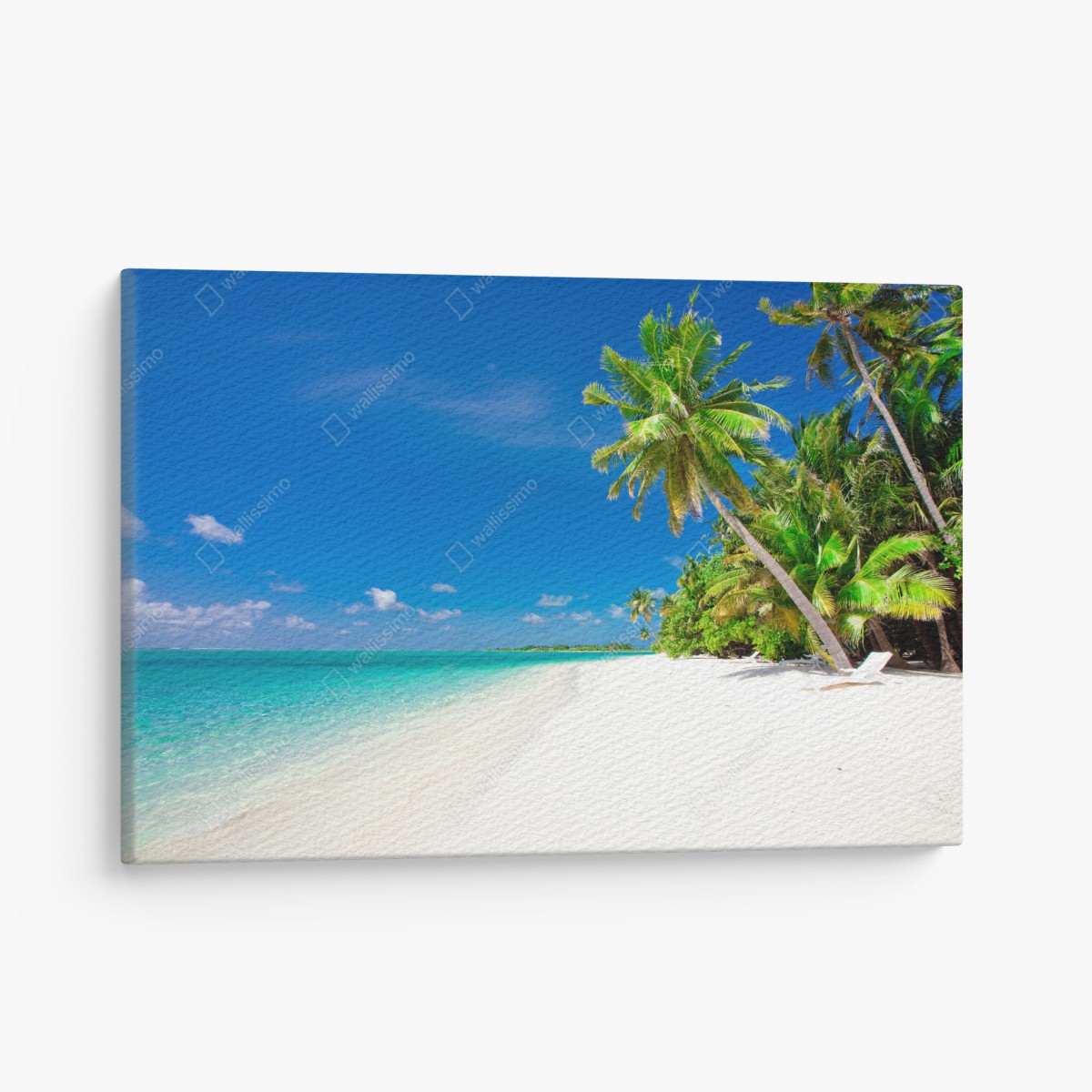 Leinwandbild tropischer türkisfarbener strand mit palmen – Wallnifity®