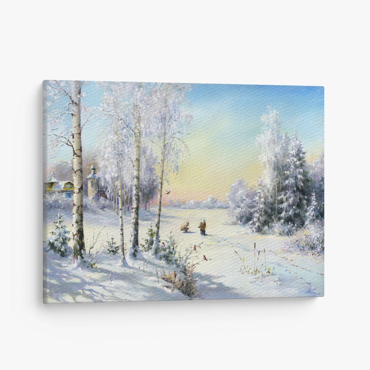 Leinwandbild wintermorgen am zugefrorenen see – Wallnifity®