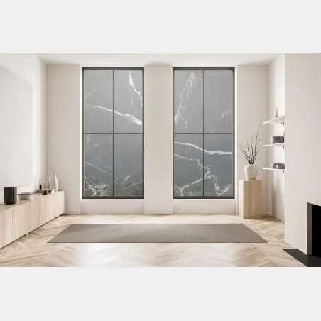Fensteraufkleber schwarzer marmor mit weißen adern – Wallnifity®
